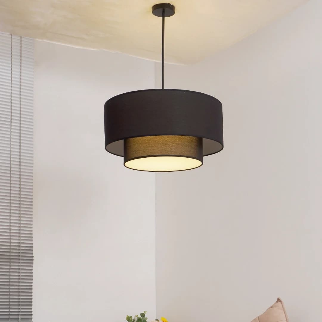 Double-layer Linen Pendant Light by Dekoor Studio